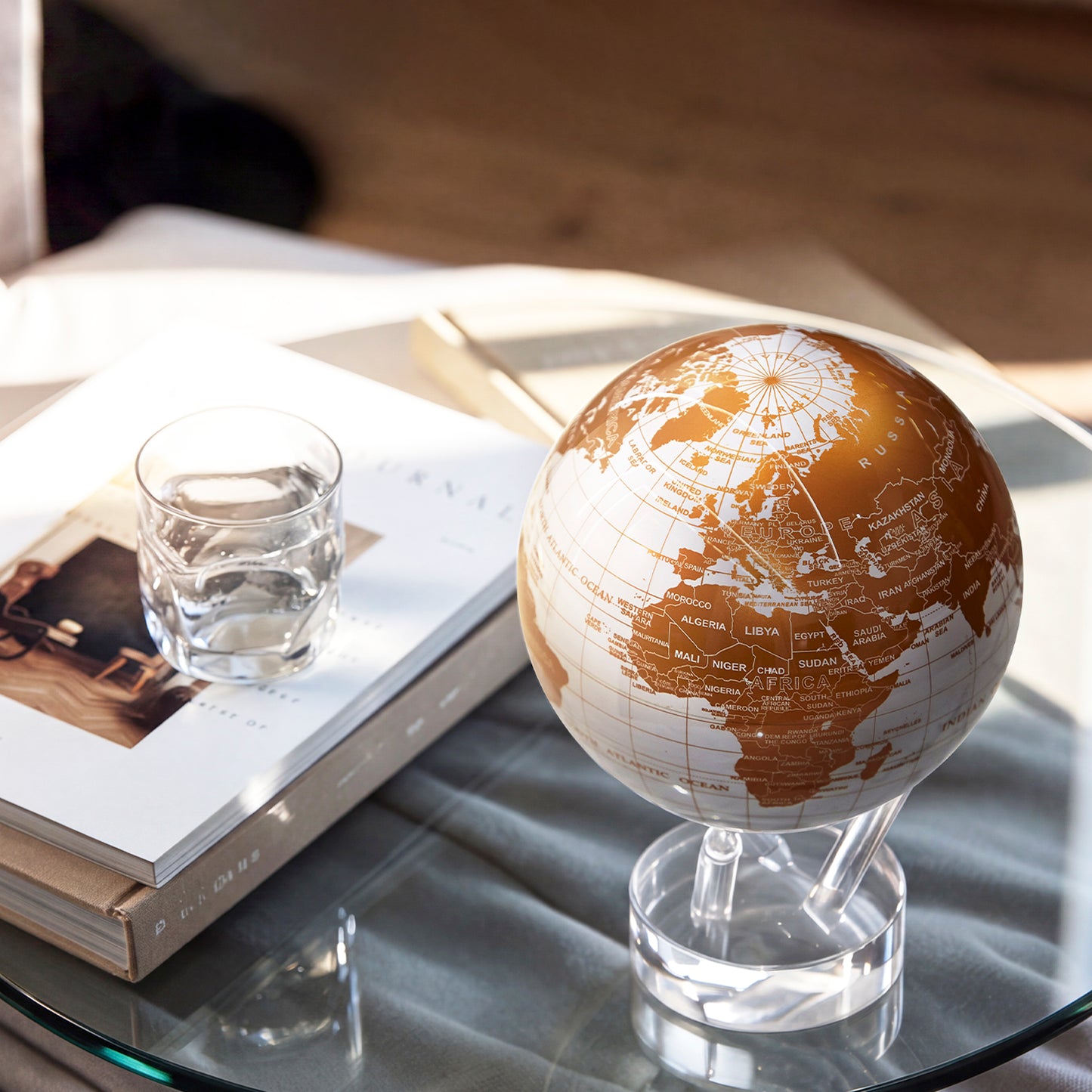 Pearl White & Gold Globe - MOVA Globes InternationalClassic (4.5 Inch)Acrylic Base