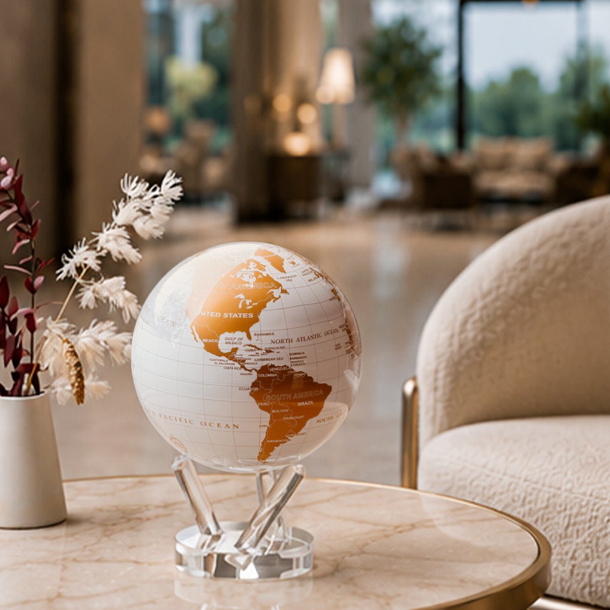 Pearl White & Gold Globe - Contemporary Decor by MOVA Globe