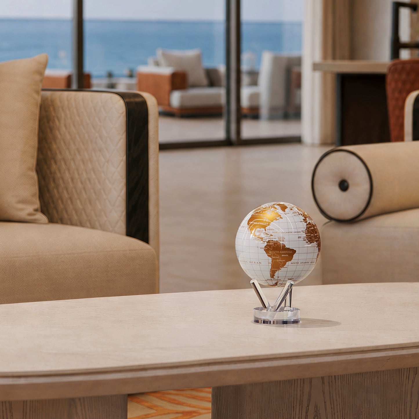 Pearl White & Gold Globe - MOVA Globes InternationalClassic (4.5 Inch)Acrylic Base