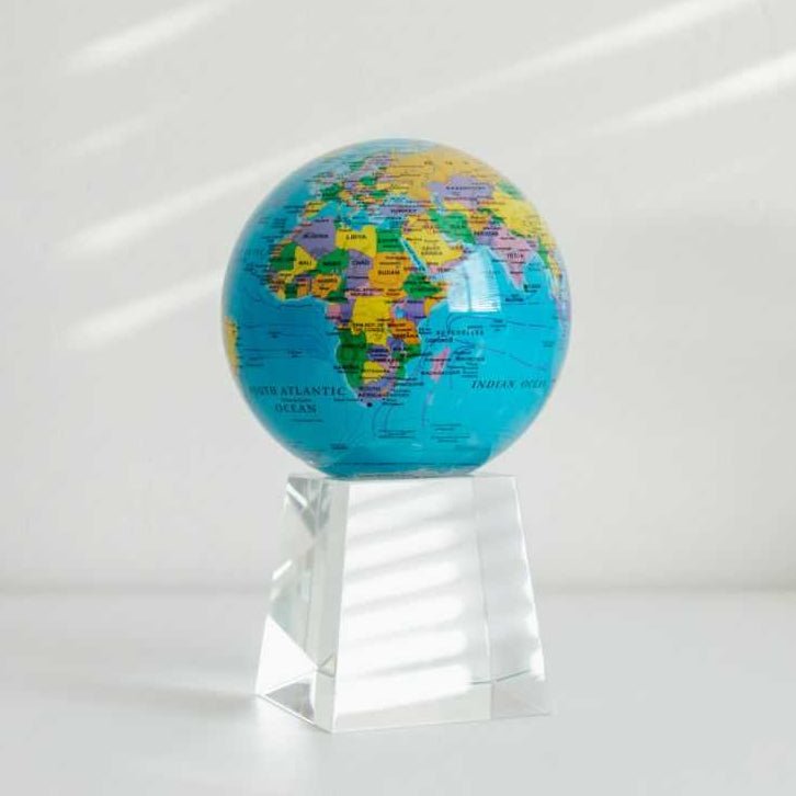 Blue Political Map World Globe - MOVA Globes International4.5 inch