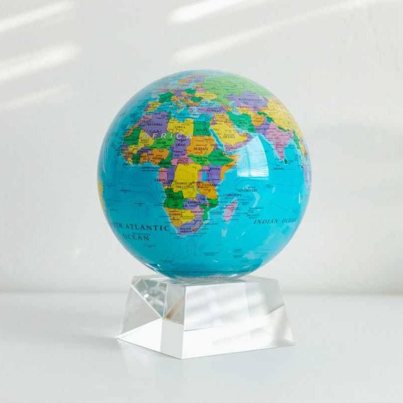 Blue Political Map World Globe - MOVA Globes International6 inch