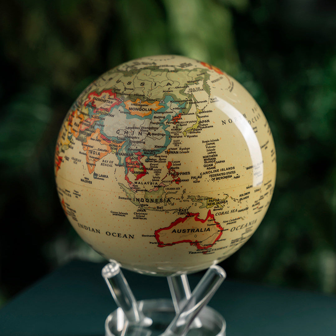 YELLOW POLITICAL MAP WORLD GLOBE BEAUTIFUL DECOR FOR HOME- MOVA US