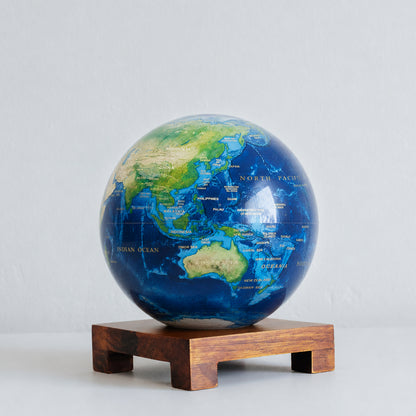 Earth Turquoise Gem MOVA Globe on a dark wood square base