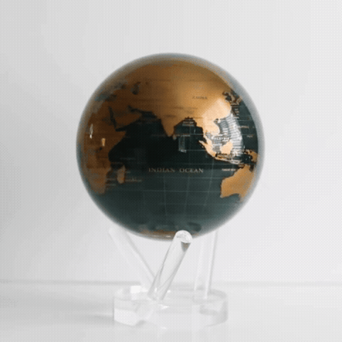 Green and Gold MOVA Globe with metallic gold continents and green oceans video