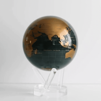 Green and Gold MOVA Globe with metallic gold continents and green oceans video