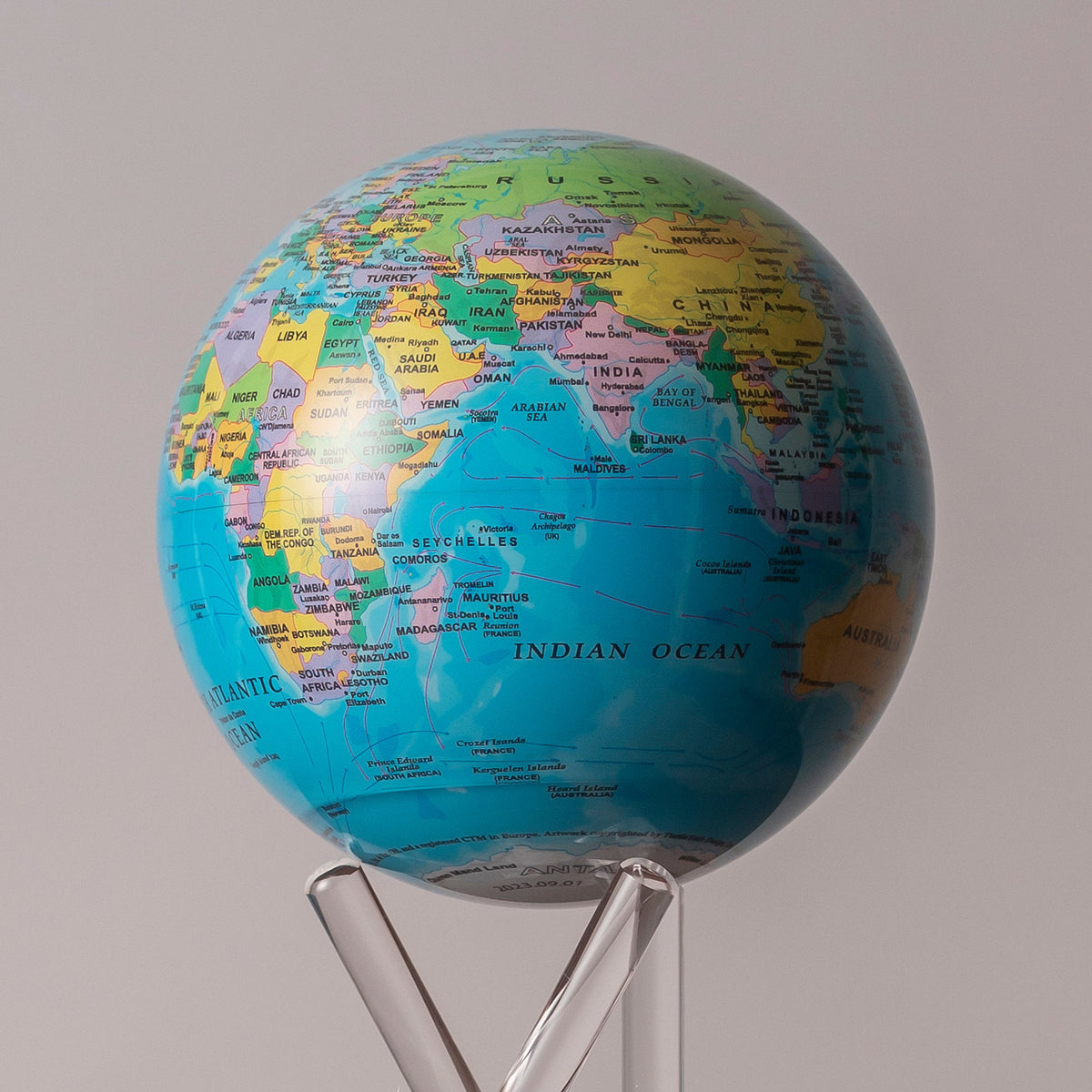 Blue Political Map World Globe - MOVA Globes International4.5 inch