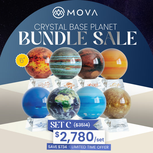 6" Solar System Planet Set（Designer’s Cosmos Crystal Base)