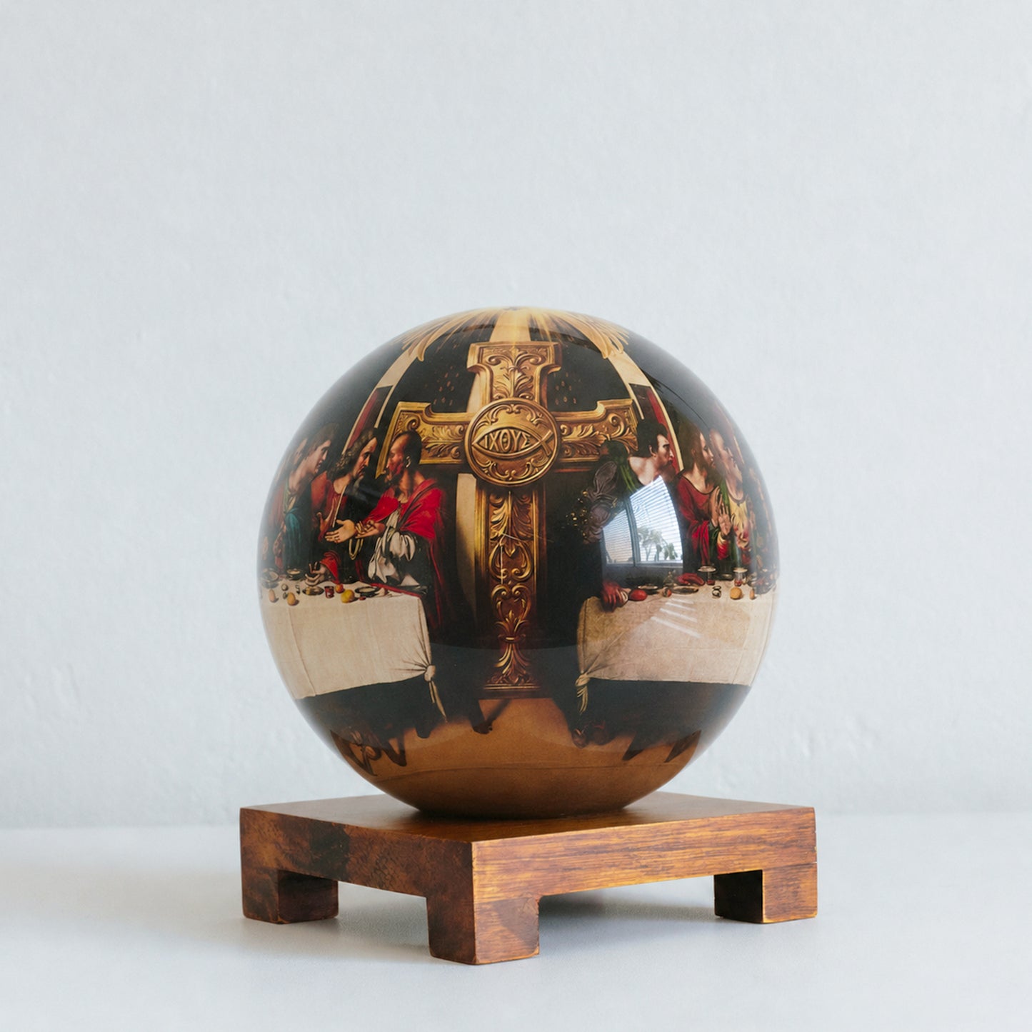 The Last Supper Collectible Globe - MOVA Globes InternationalSignature(6 Inch)Square Base Dark Woods