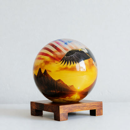 250th Anniversary of United States Commemorative Edition Globe - MOVA Globes InternationalSignature(6 inch)Square Base Dark Woods