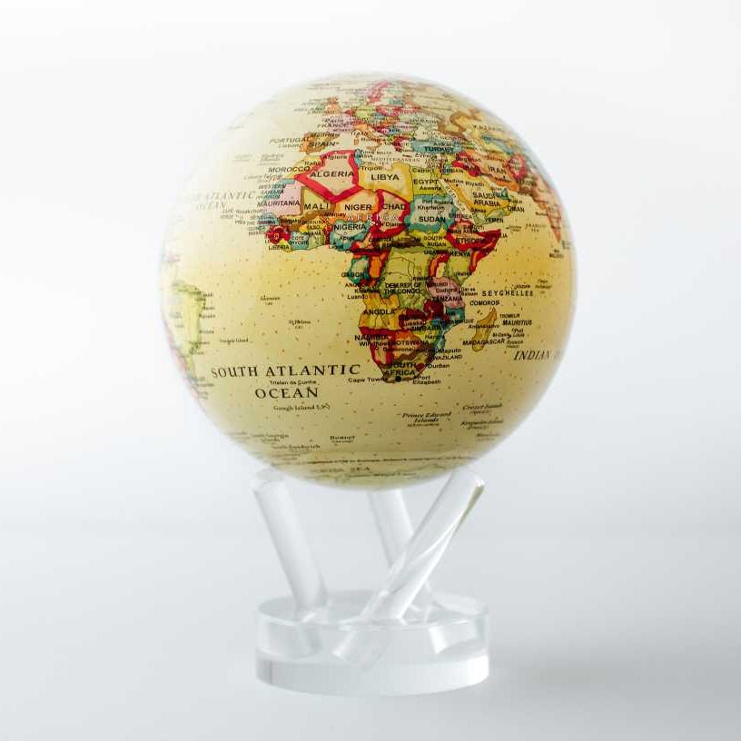 Yellow Geo-Political World Map Globe by MOVA Globes