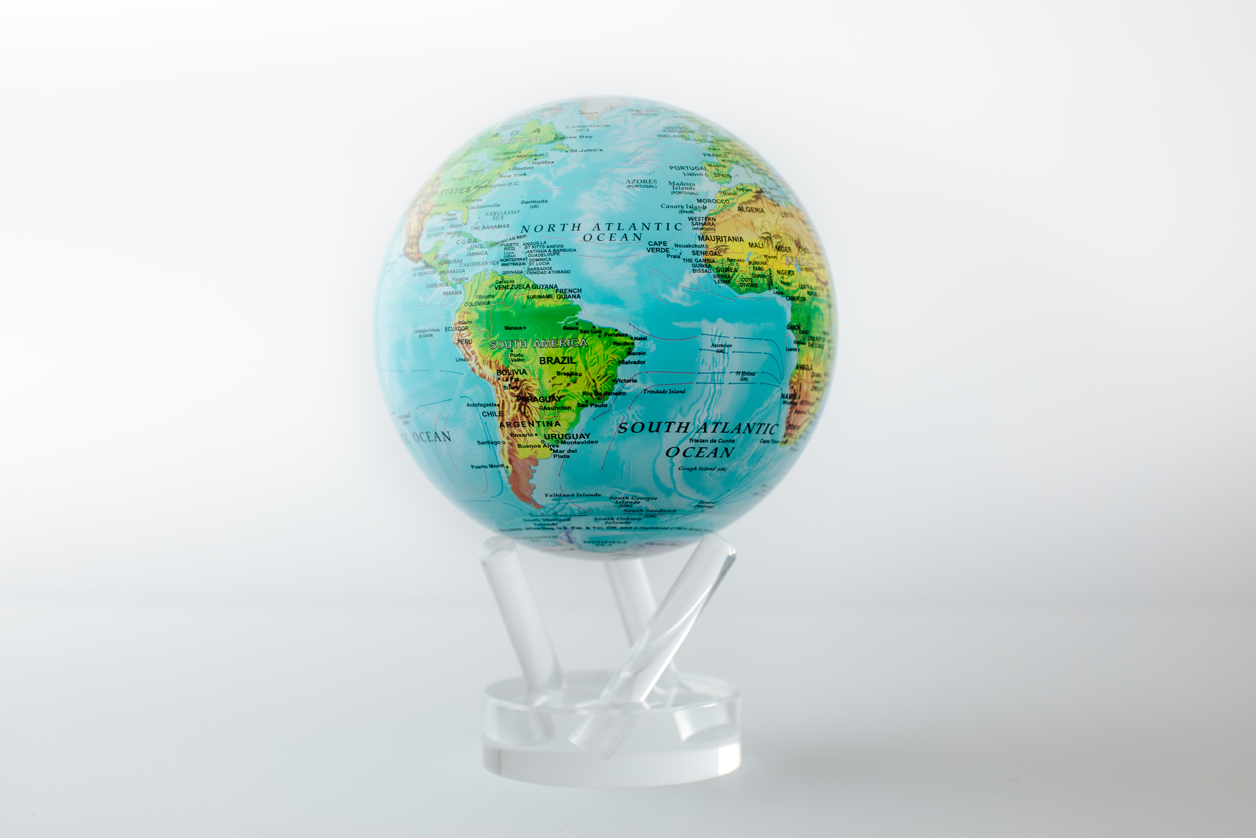Globemaster Raised-Relief World GlobeBright Blue DesignFully Updated Map 